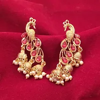 gold plated Fancy Party wear stylish Pearl Alloy Jhumki Earring-thumb1