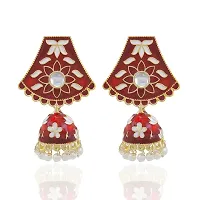 Gold-plated Red Minakari jhumki earring-thumb3
