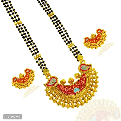 Divine Connection: Handcrafted Mangalsutra Pendant Necklace in Gold plated-thumb3