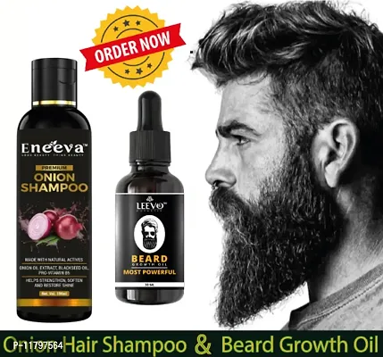 Eneeva Onion Shampoo and Beard Oil for Hair Fall Control | Hair Growth Oil | Hair Regrowth Oil | Beard Oil | Dadi tale Onion Hair Oil | Ayurveda hair Oil | Onion Oil | Best Beard Oil of India.