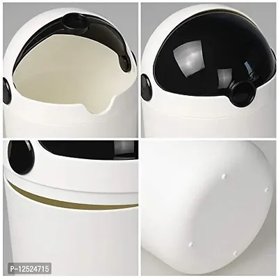 Prisma Collections Round Dustbin Mini Desktop Dustbin, Counter top Trash Can with Swing Opening [ White 1 PCS ]