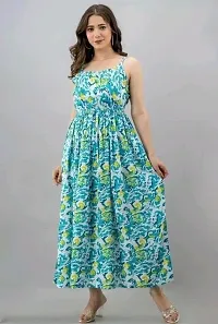 yuvinster Women's a-line Full-Long Dress | Women's Skater Dress Treandy Fashionable Women Maxi Dress (L, Aqua Blue)-thumb1