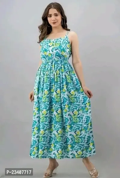 yuvinster Women's a-line Full-Long Dress | Women's Skater Dress Treandy Fashionable Women Maxi Dress (L, Aqua Blue)-thumb2