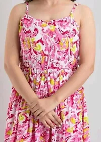 yuvinster Women's a-line Full-Long Dress | Women's Skater Dress Treandy Fashionable Women Maxi Dress (M, Pink)-thumb1