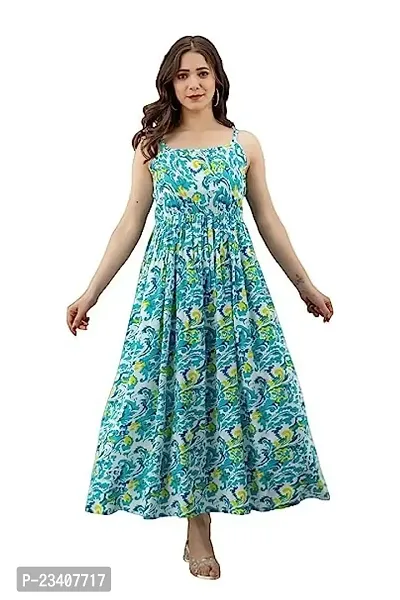 yuvinster Women's a-line Full-Long Dress | Women's Skater Dress Treandy Fashionable Women Maxi Dress (L, Aqua Blue)