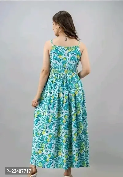 yuvinster Women's a-line Full-Long Dress | Women's Skater Dress Treandy Fashionable Women Maxi Dress (L, Aqua Blue)-thumb4