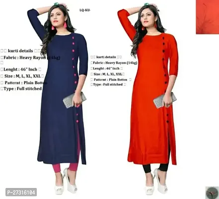 Rayon Best Selling Solid A-Line Kurtis Combo-thumb0