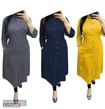 Rayon Best Selling Solid A-Line Kurtis Combo of 3-thumb0