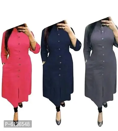 Stylish Rayon Solid A-Line Kurta - Pack of 3