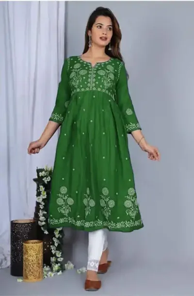 Stylish Rayon Embroidery Anarkali Kurti