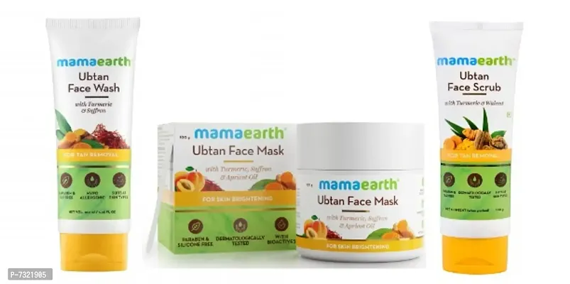 MAMA EARTH Tan Removal Combo Ubtan - Face Wash 80 ml + Face Scrub 100g + 100 G UBTAN FACE MASK