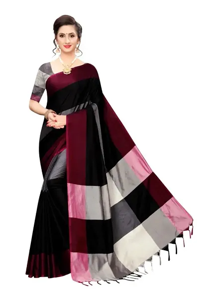 Classic Silk Checked Saree with Blouse piece