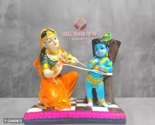 Resin Maa Yashoda Binding Krishna Murti,Idol for Temple And Home Decor, Gift (Multicolour, 5.5 Inches)