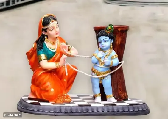 Maa Yashoda Binding Krishna Murti/Idol for Temple And Decor (Multicolour, 5.5 Inches), Resin