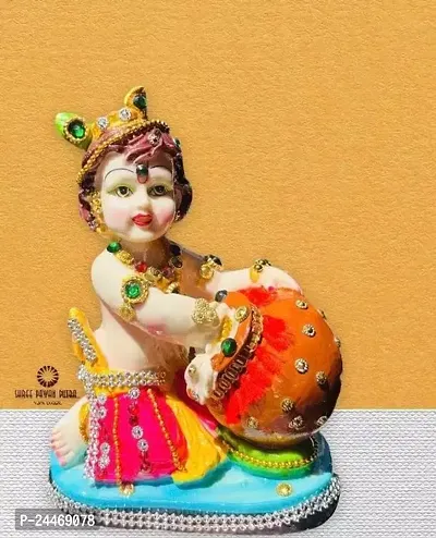 Bal Gopal, Krishna, Makhan Chor Resin Hand Crafted Statue, Murti, Standard Multicolour - 6 Inch