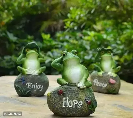 Resin Cute Frog Statues Showpiece (Hope, Peace, Enjoy) - Set of 3