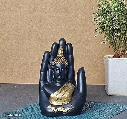 Lord Meditating Hand Palm Buddha Idol Statue Showpieces for Living Room,Bedroom,Gift,Home deacute;cor,Table Decorations (Black Buddha)