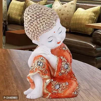 Resin Little Baby Monk Idol Statue-Child Monk Buddha for Home Decor Office Decor Good Luck Showpiece (10 x 11 x 20 cm, Standard)