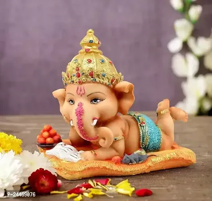 Ganesh Idol | Vinayaka Statue Ganpati With Mushak Murti for Home Decor Beautiful Vinayak Ji Best for Home And Office Decor (Multicolour, 5 Inch)