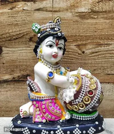 Bal Gopal, Krishna, Makhan Chor Resin Hand Crafted Statue, Murti, Standard Multicolour - 6.5 Inch-thumb0