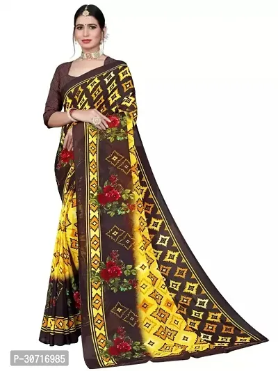 Stylish Polycotton Yellow  Saree without Blouse piece For Women-thumb0