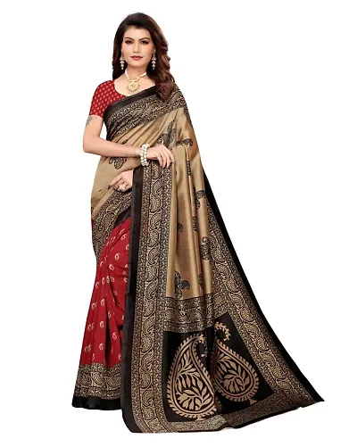 Attractive Art Silk Saree with Blouse piece For WomenPack Of 1