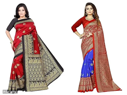 Stylish Multicoloured Polycotton Printed Saree without Blouse piece For Women Pack Of 2-thumb0