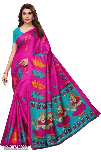 Elegant Pink Polycotton Saree without Blouse piece For Women-thumb0