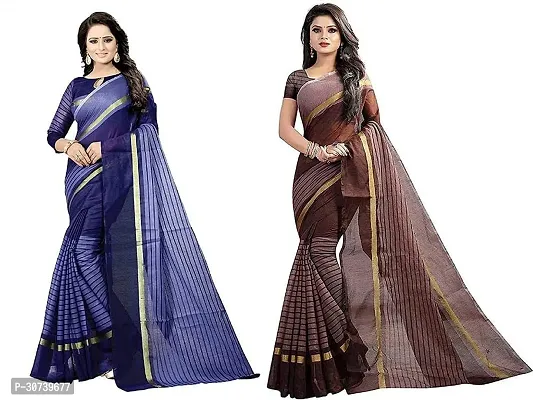 Stylish Multicoloured Polycotton Printed Saree without Blouse piece For Women Pack Of 2