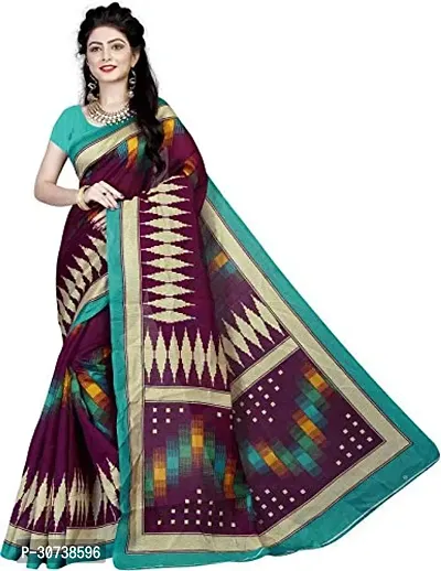 Stylish Polycotton Green  Saree without Blouse piece For Women-thumb0