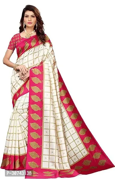 Elegant White Polycotton Saree without Blouse piece For Women-thumb0