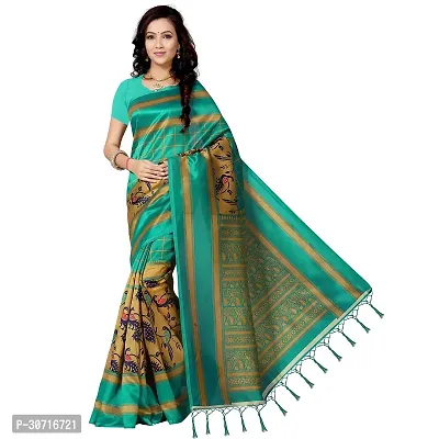 Stylish Polycotton Green  Saree without Blouse piece For Women-thumb0