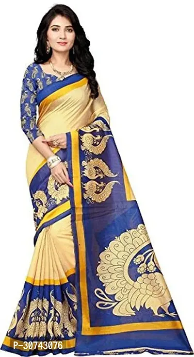 Elegant Beige Polycotton Saree without Blouse piece For Women-thumb0