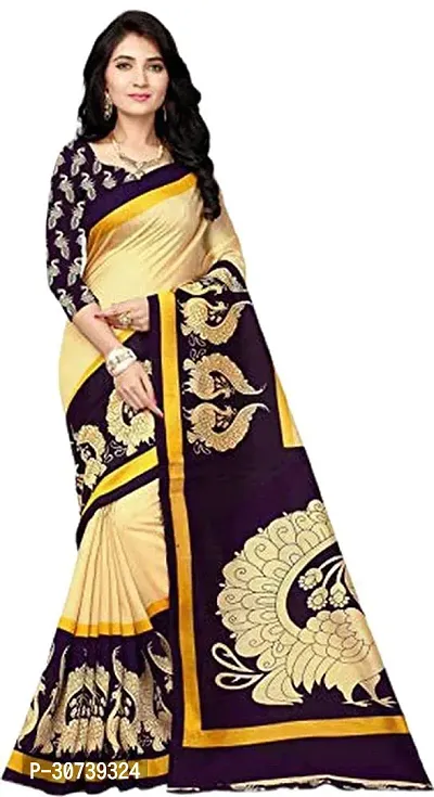 Stylish Polycotton Brown  Saree without Blouse piece For Women-thumb0