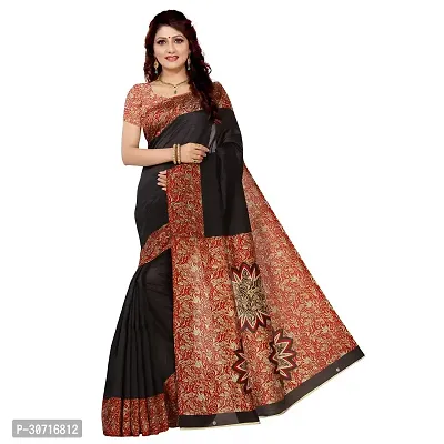 Stylish Polycotton Black  Saree without Blouse piece For Women-thumb0