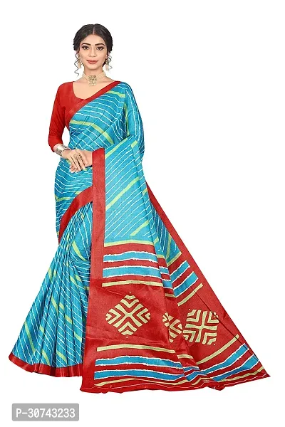 Elegant Blue Polycotton Saree without Blouse piece For Women-thumb0