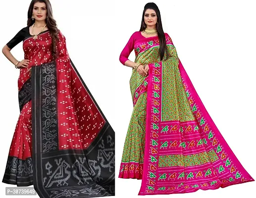 Stylish Multicoloured Polycotton Printed Saree without Blouse piece For Women Pack Of 2