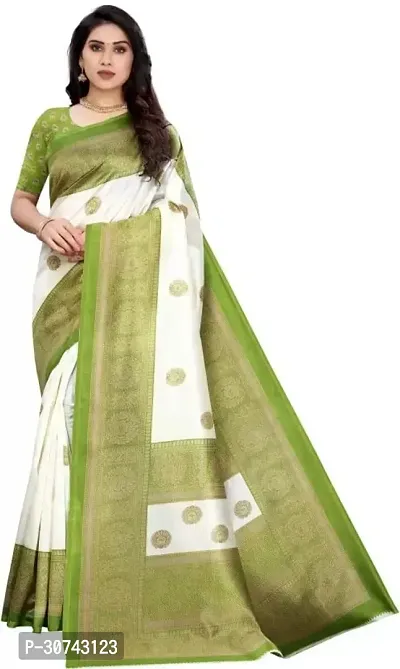 Elegant Light Green Polycotton Saree without Blouse piece For Women-thumb0