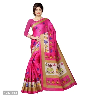 Elegant Pink Polycotton Saree without Blouse piece For Women