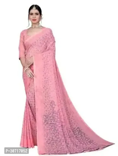 Stylish Polycotton Pink  Saree without Blouse piece For Women-thumb0