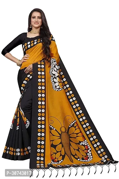 Elegant Black Polycotton Saree without Blouse piece For Women