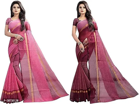 Stylish Polycotton Multicoloured Printed Saree For Women Pack Of 2