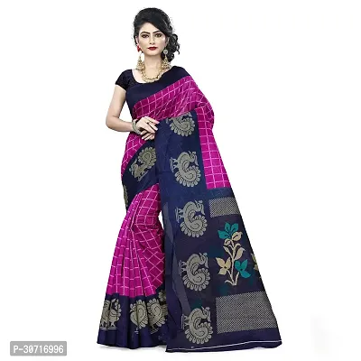 Stylish Polycotton Pink  Saree without Blouse piece For Women-thumb0