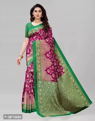 Stylish Polycotton Green  Saree without Blouse piece For Women-thumb0