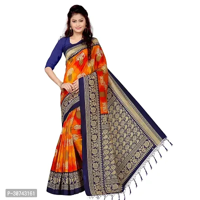 Elegant Orange Polycotton Saree without Blouse piece For Women-thumb0