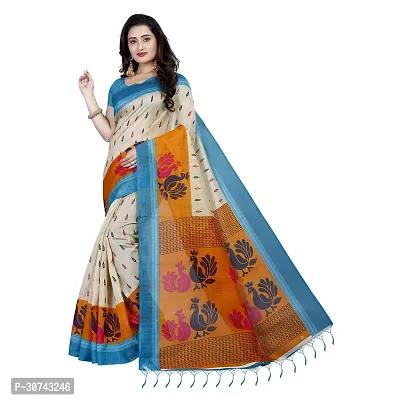 Elegant Multicoloured Polycotton Saree without Blouse piece For Women-thumb0