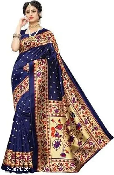 Elegant Blue Polycotton Saree without Blouse piece For Women-thumb0