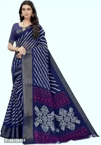 Stylish Polycotton Blue  Saree without Blouse piece For Women-thumb0