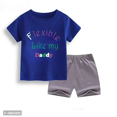 Fabulous Blue Cotton Blend Printed T-Shirt with Shorts For Boys-thumb0