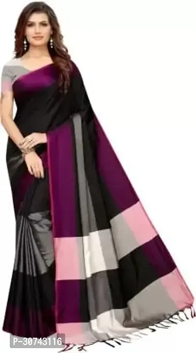 Elegant Black Polycotton Saree without Blouse piece For Women-thumb0